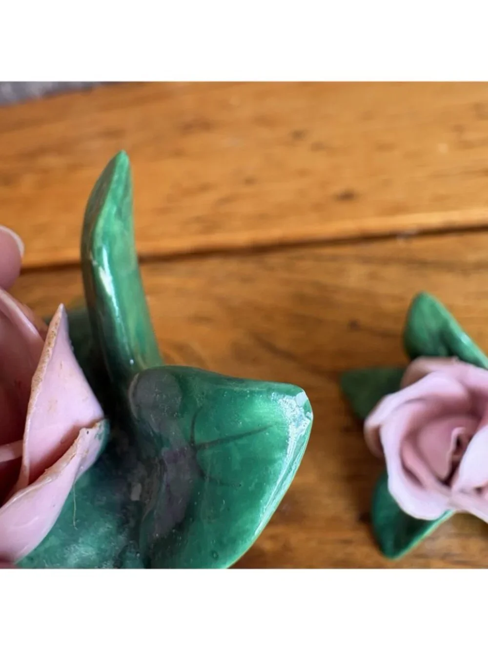 Vintage German Porcelain Dresden Pink Rose Name Place Card Holders Set Of 5 READ